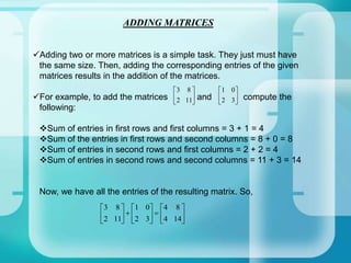 The elements of a matrix usually are enclosed by two brackets. Here are some examples.                            ,                    ,            ,                    