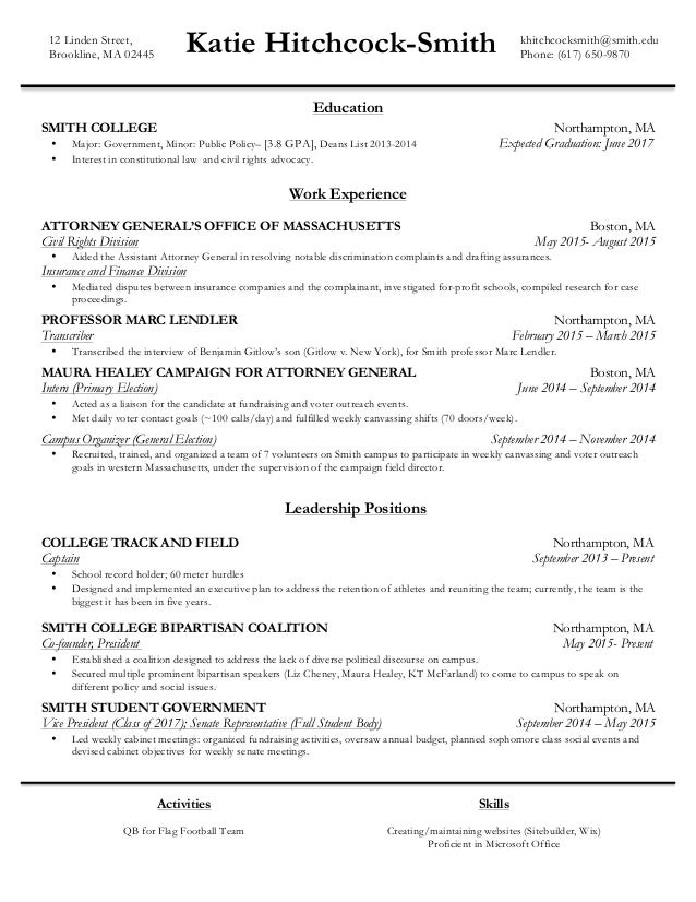 hitchcock smith resume public policy resumes