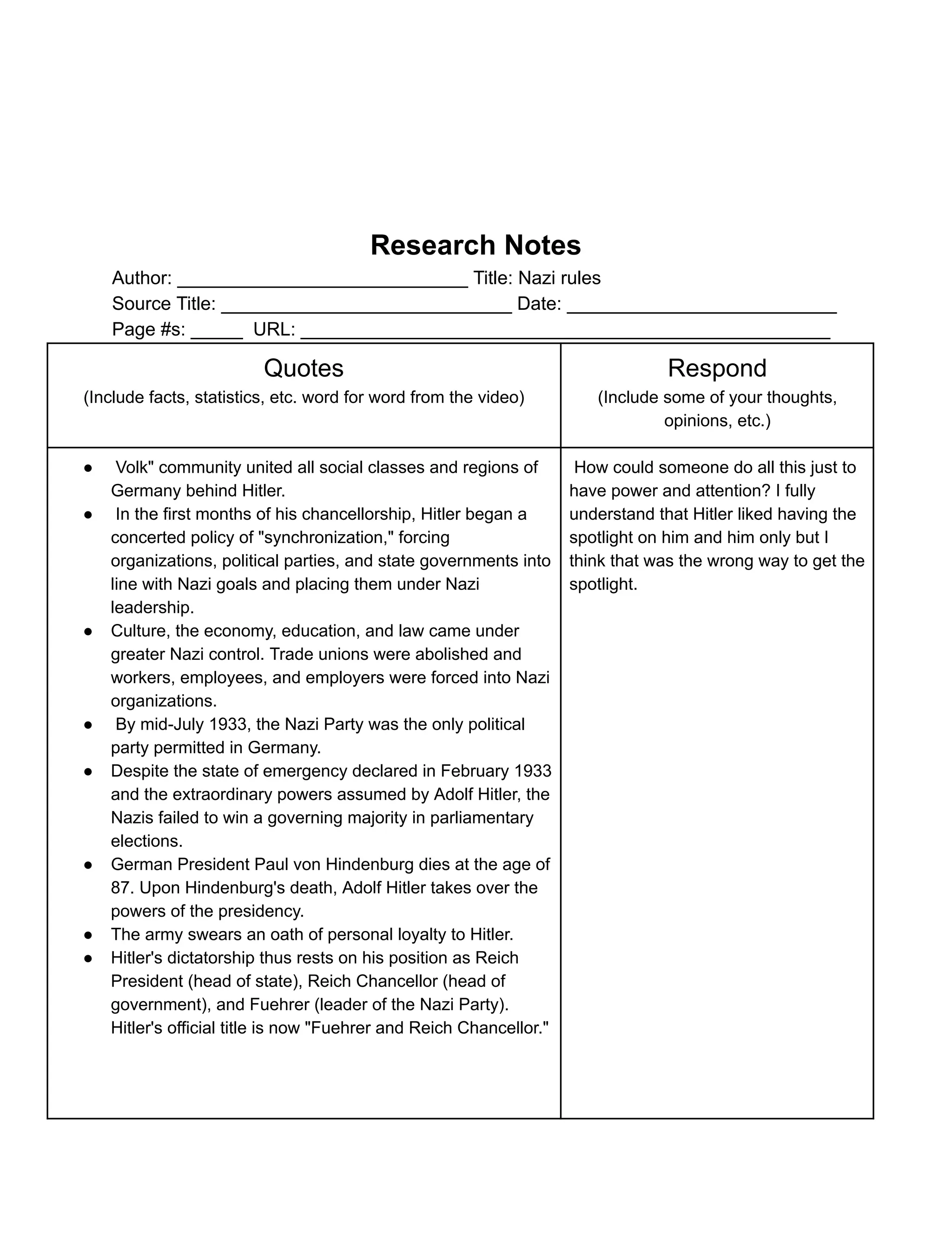 Katie Wilkinson Research Notes.pdf/ hittler | PDF | Debated Sensitive ...