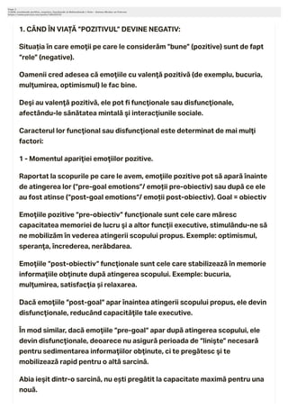 Kato TrÄirile EmoÈionale Pozitive Èi Negative FuncÈionale Èi Disfu