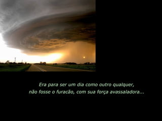 Era para ser um dia como outro qualquer, não fosse o furacão, com sua força avassaladora... 