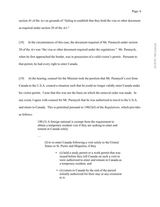 Page: 6
section 41 of the Act on grounds of “failing to establish that they hold the visa or other document
as required un...