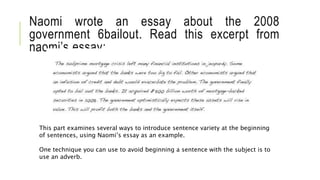 Sentence Begining Variety Examples Katsande SM Lesson8_Using Feedback and Sentence Variety in.pptx