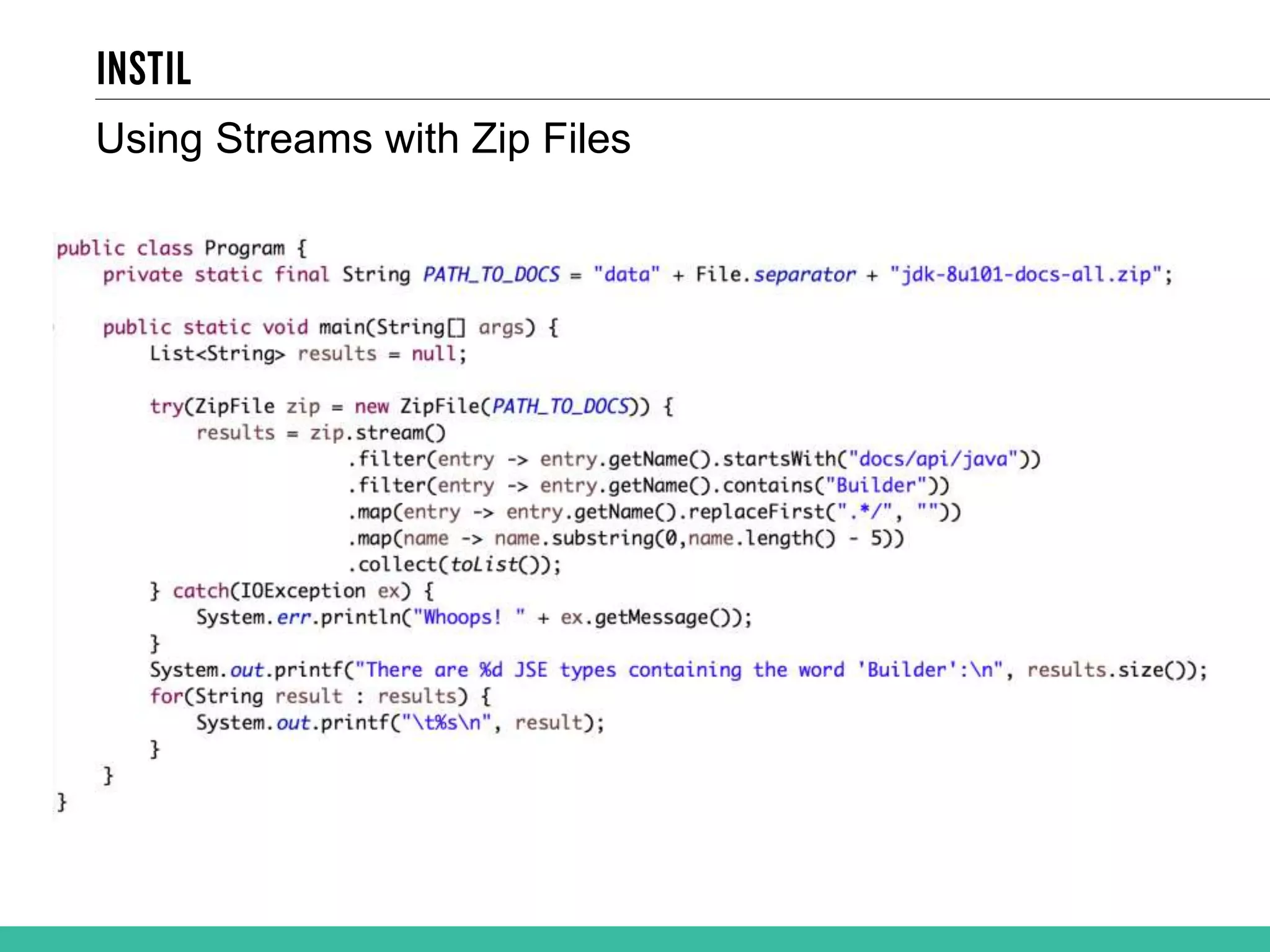 Using Streams with Zip Files 