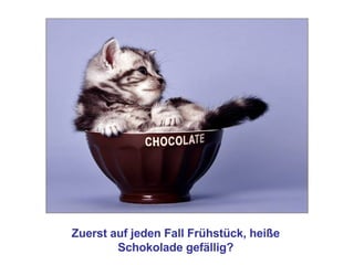 Zuerst auf jeden Fall Frühstück, heiße Schokolade gefällig? 