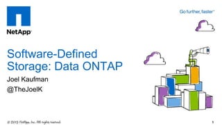 Joel Kaufman
@TheJoelK
Software-Defined
Storage: Data ONTAP
1
 