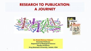 1
Dr. Khalid Rehman Hakeem
Associate Professor
Department of Biological Sciences
Faculty of Science
King Abdulaziz University, Jeddah, KSA
RESEARCH TO PUBLICATION:
A JOURNEY
 
