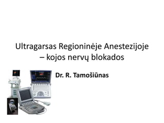Ultragarsas Regioninėje Anestezijoje
– kojos nervų blokados
Dr. R. Tamošiūnas
 