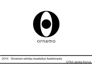 2014 Ornamon selvitys muotoilun hankinnasta 
OTM Janita Korva 
Minna 
Borg 
 
