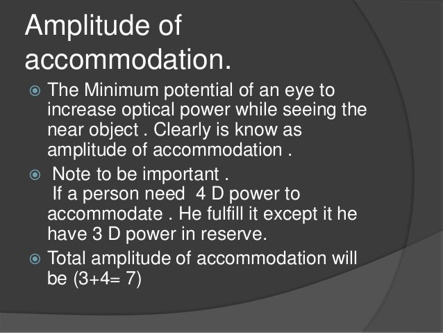 letters test 5 eye presbyopia amplitude of Accommodation expected & accommodation