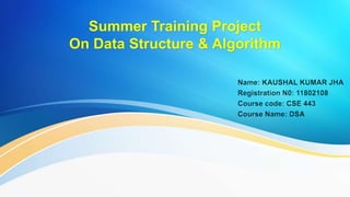 Summer Training Project
On Data Structure & Algorithm
 