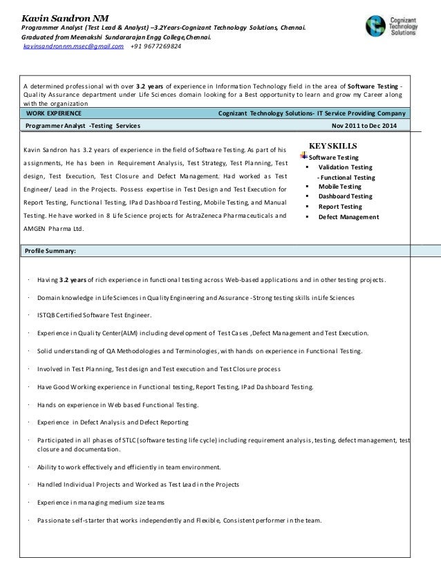 Kavin sandron cognizant resume1 Kavin sandron cognizant resume1
