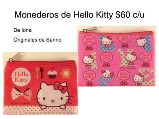 Monederos de Hello Kitty $60 c/u De lona Originales de Sanrio 