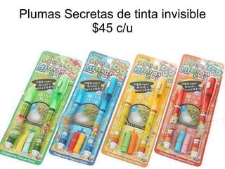 Plumas Secretas de tinta invisible $45 c/u 