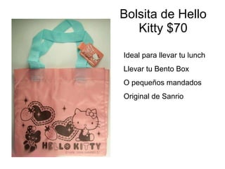 Bolsita de Hello Kitty $70 Ideal para llevar tu lunch Llevar tu Bento Box O pequeños mandados Original de Sanrio 