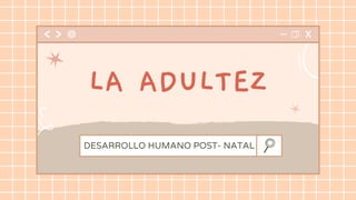 DESARROLLO HUMANO POST- NATAL
LA ADULTEZ
 
