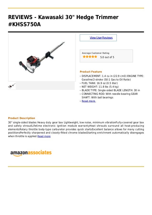 Kawasaki 30 hedge trimmer khss750 a