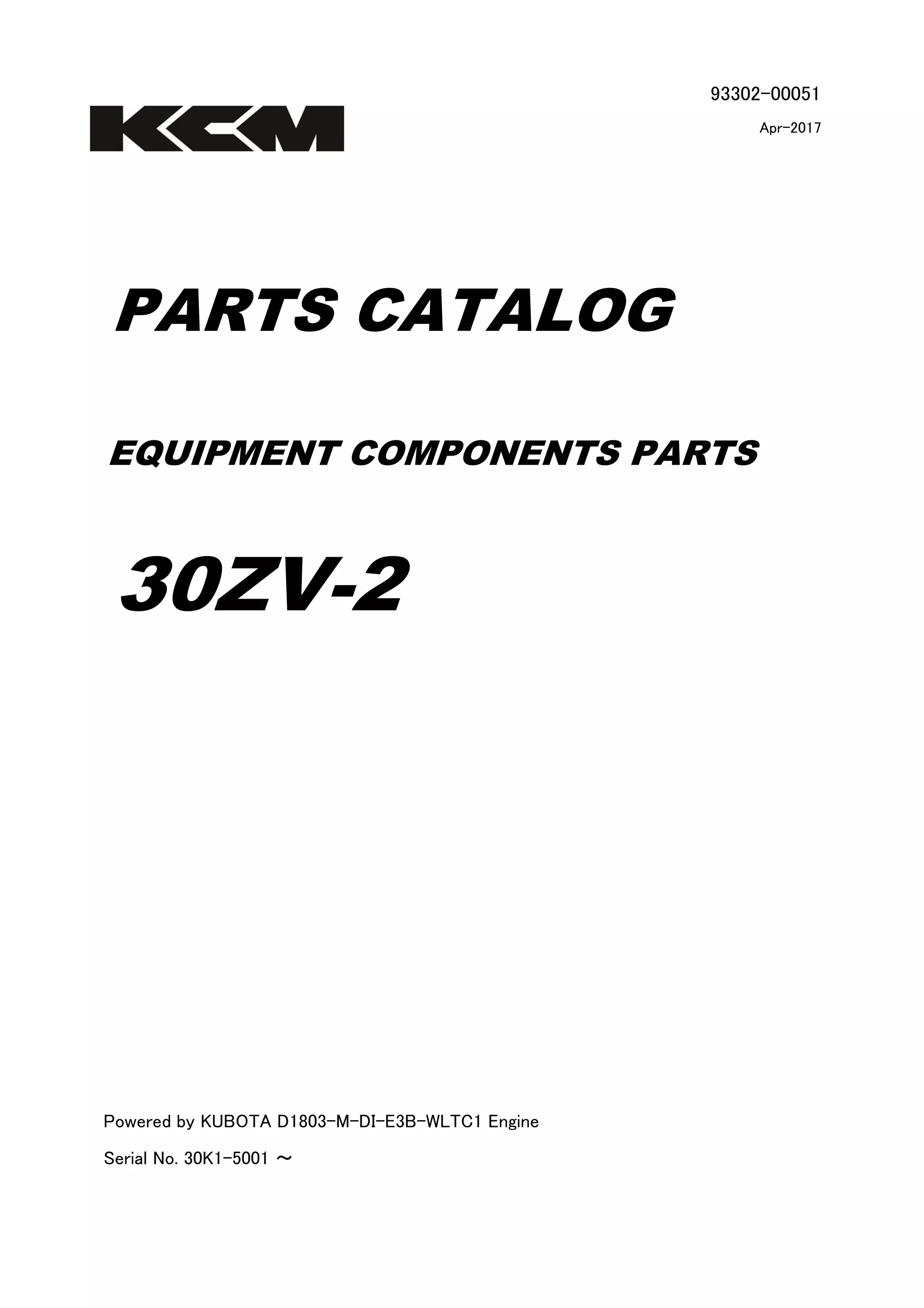 Kawasaki 30 zv 2 wheel loader equipment components parts catalogue