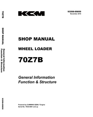 Kawasaki 70 z7b wheel loader service repair manual (serial no
