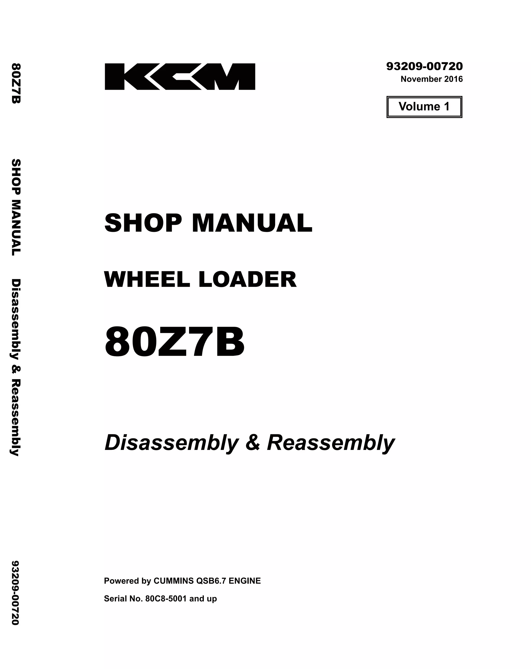 Kawasaki 80Z7B WHEEL LOADER Service Repair Manual (Serial No. 80C8