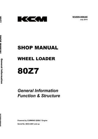 Kawasaki 80 z7 wheel loader service repair manual (serial no. 80c6