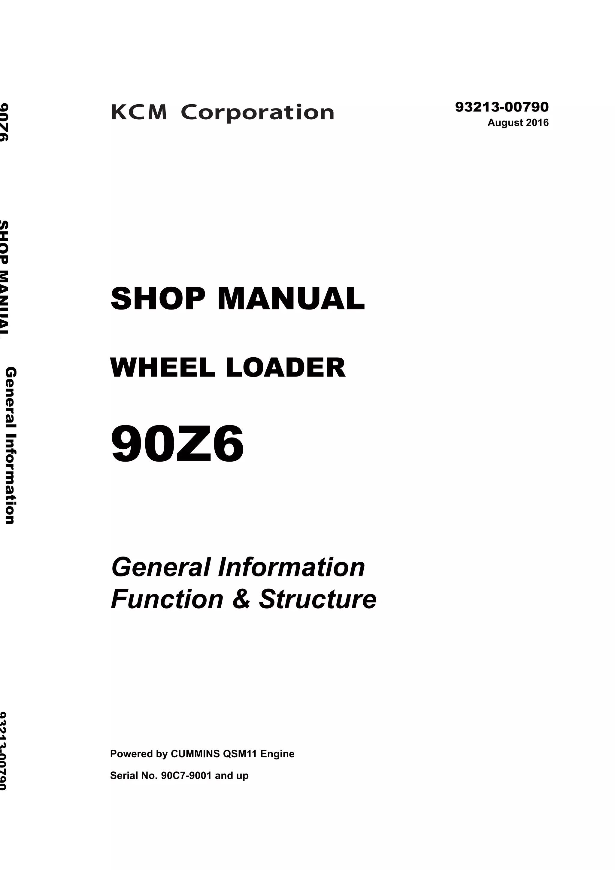 Kawasaki 90 z6 wheel loader service repair manual (serial no. 90c7