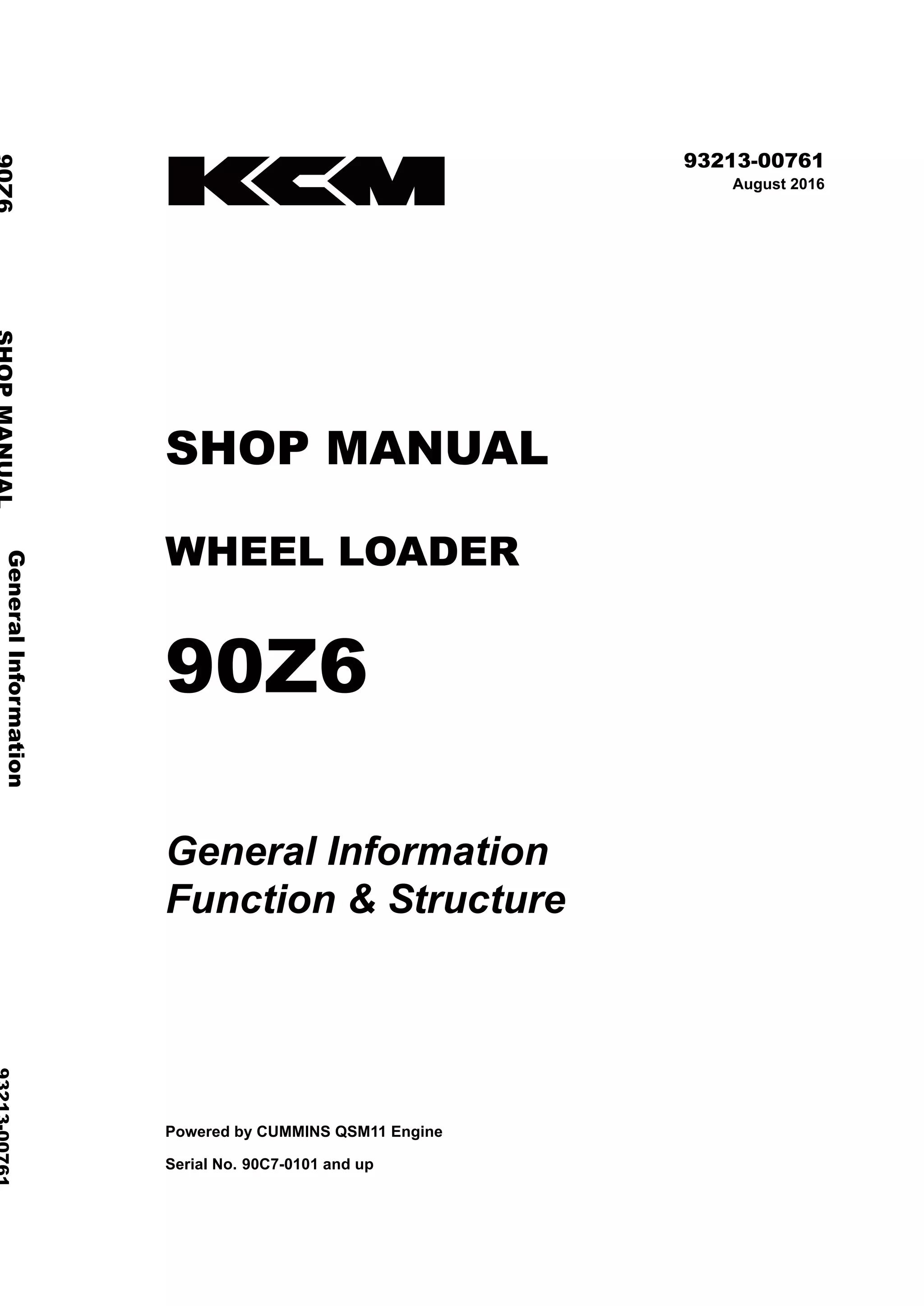 Kawasaki 90 z6 wheel loader service repair manual (serial no. 90c7