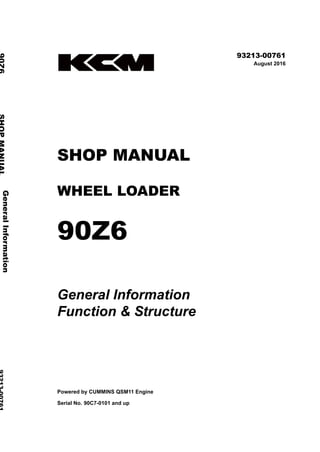 Kawasaki 90 z6 wheel loader service repair manual (serial no. 90c7