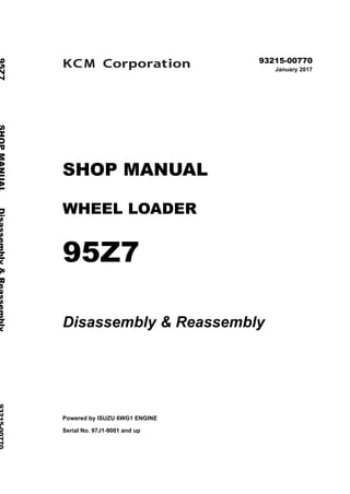 Kawasaki 95 z7 wheel loader service repair manual (serial no. 97j1