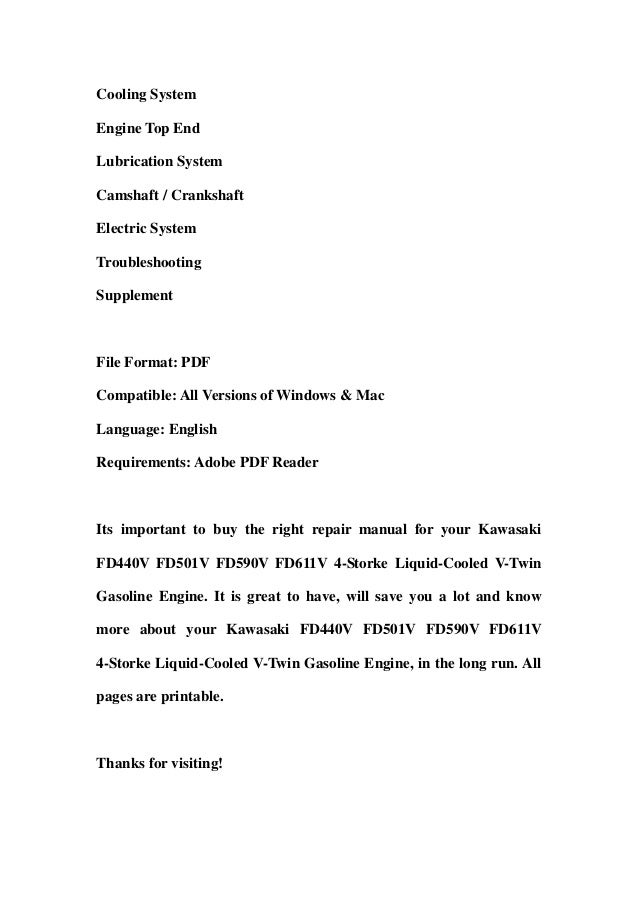 Kawasaki fd440 v fd501v fd590v fd611v 4 storke liquid-cooled v-twin g…