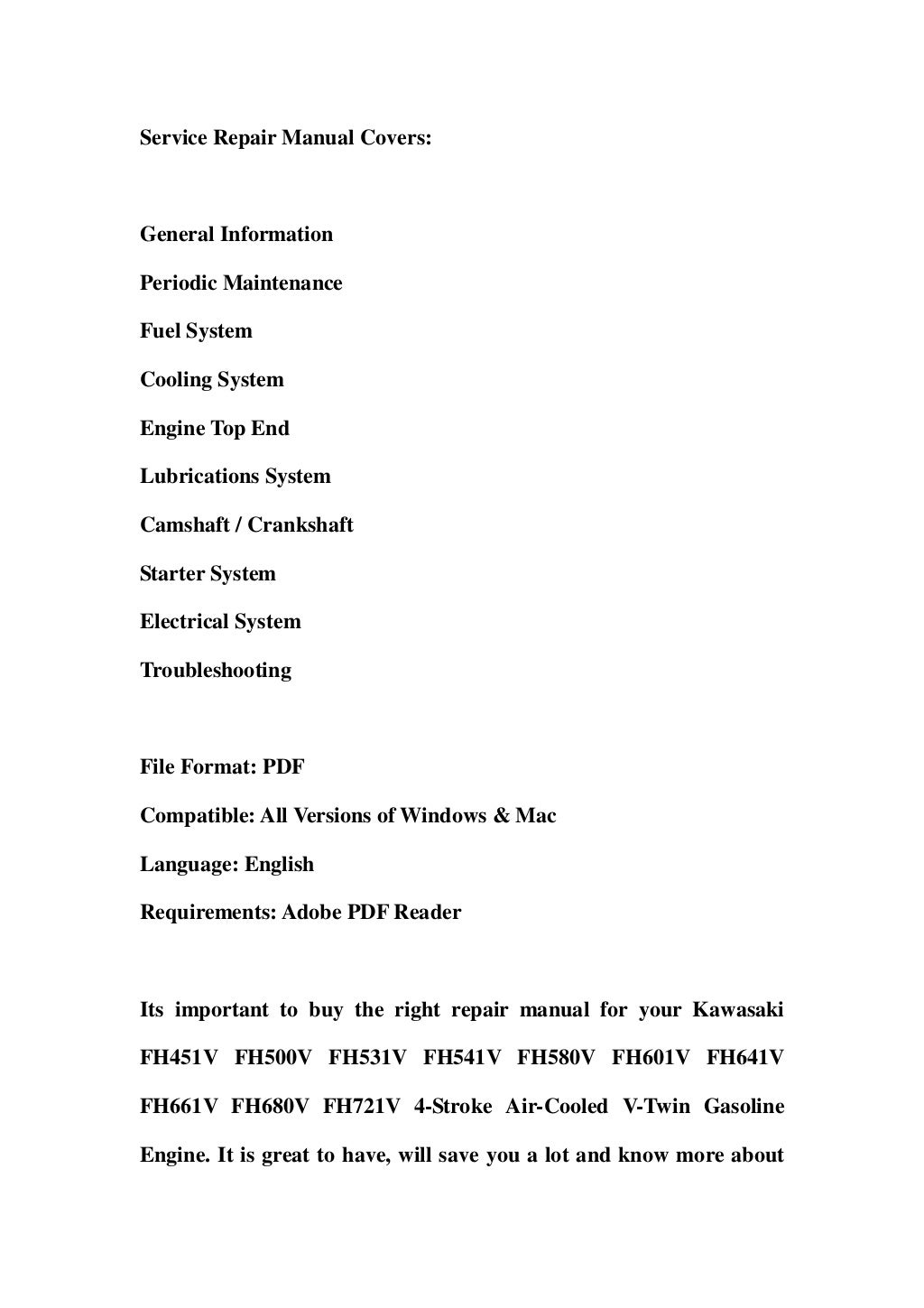 Kawasaki fh451 v fh500v fh531v fh541v fh580v fh601v fh641v fh661v fh6…