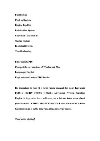 Kawasaki fs481 v fs541v fs600v 4 stroke air-cooled v-twin gasoline en…