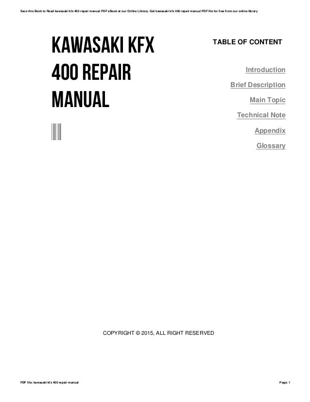 Kawasaki kfx 400 repair manual