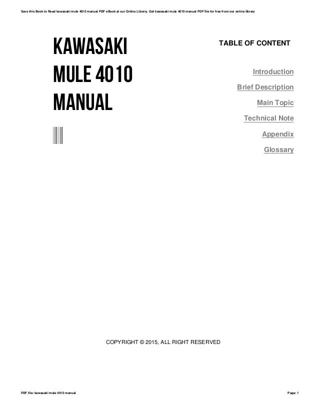 Kawasaki mule 4010 manual