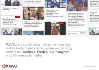 KAWO is a social media management tool that
makes it easy to pull and repurpose your existing
content on Facebook, Twitter...