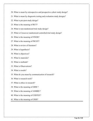 bank of questions for 4th year bams