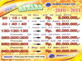 PT ARMINAREKA -> LEMBAGA BISNIS SYARIAHFATWA DEWAN SYARIAH NASIONALNO. 75/DSN MUI/VII/2009Tentang Pedoman Penjualan Langsung Berjenjang Syariah (PLBS)SISTEM  SILATURAHMI & TA’AWUN1. …dan tolong menolonglah kalian dalam    kebajikan…QS. Al-Maidah (5) : 22. …dan Allah telah menghalalkan jual beli dan mengharamkan riba…QS. Al-Baqarah (2) : 2753. …Kamu tidak boleh menzalimi orang lain & tidak boleh dizalimi orang lain….QS. Al-Baqarah (2) : 279www.KAYADARIHAJI.com   Telp. 021-3262 5678 atau 021-5619 5678                      Email : cs@hajiumrah.org    YM : kayadarihaji