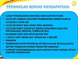 Langkah SelanjutnyaFax atau email Bukti Pembayaran kepada kamiIsi Formulir Pendaftaran atau kami bantu pengisiannyaMenyerahkan Formulir yang telah diisi ke kantor pusat / Bisa kami bantu penyerahannya.Setelah data diproses, Voucher, Souvenir, Kartu Asuransi, dan lainnya akan dikirim ke alamat anda. Sehingga anda tidak membuang waktu dan tidak repot melakukannya.www.KAYADARIHAJI.com   Tlp. 021-3262 5678 atau 021-5619 5678                      Email : cs@hajiumrah.org    YM : kayadarihaji