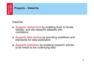 Projects – DataCite




DataCite:
  Supports researchers by enabling them to locate,
  identify, and cite research dataset...
