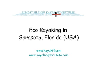 Eco Kayaking in  Sarasota, Florida (USA) www.kayakfl.com www.kayakingsarasota.com 