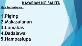 kayarian ng mga salita sa Filipino subject | PPTX