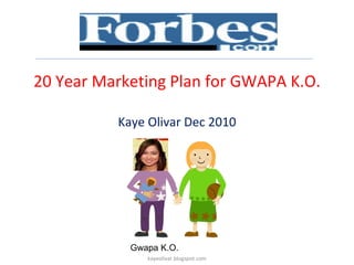 20 Year Marketing Plan for GWAPA K.O. Kaye Olivar Dec 2010 Gwapa K.O. kayeolivar.blogspot.com 