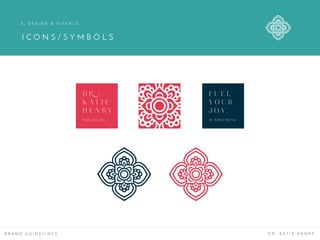 B R A N D G U I D E L I N E S D R . K A T I E H E N R Y
D R .
K A T I E
H E N R Y
fuel your joy
F U E L
Y O U R
J O Y .
dr. Katie Henry
I C O N S / S Y M B O L S
3 . D E S I G N & V I S U A L S
 