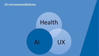 AI recommendations
8
Health
UX
AI
 