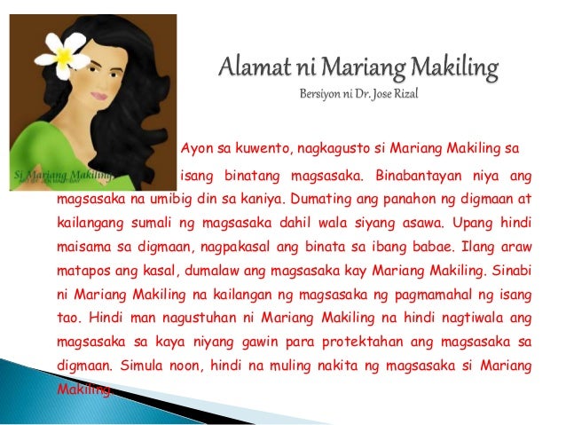 Alamat Ni Maria Makiling Si Mariang Mokiling Ay Isang Diwato Ng