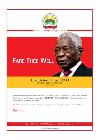 Fare thee Well, Hon. Justice Kayode Eso