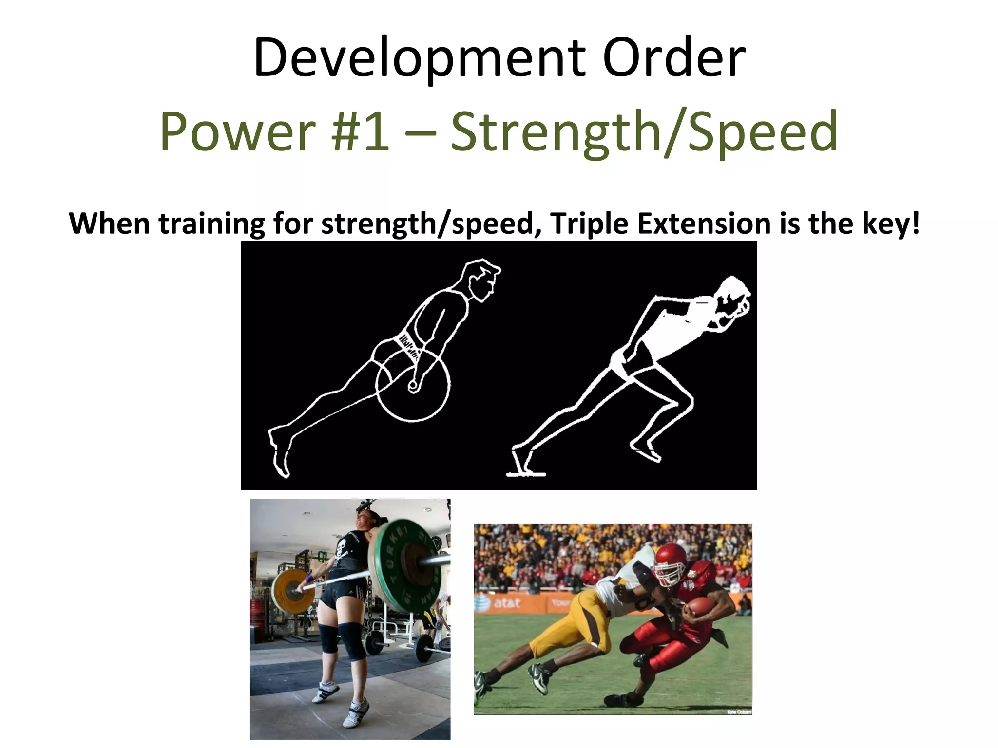 When training for strength/speed, Triple Extension is the key! Development Order Power #1 – Strength/Speed 