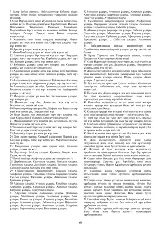 7 Бұлар Бабыл патшасы Набуходоносор Бабылға айдап
әкеткен, бөтен болып қоныстанған тұтқыннан шыққан
яһудилер.
8 Олар Иерусалимге және яһудилердің басқа бөліктеріне
қайтып кетті. Олардың әрқайсысы Зоробабелмен, Исамен,
Нехемиямен, Захариямен, Рисаямен, Енениймен,
Мардохаймен бірге келген өз қаласына қайтты. Белсар,
Асфараз, Реэлиус, Роимус және Баана, олардың
жетекшілері.
9 Халықтың саны және олардың әміршілері, Форос
ұлдары: екі мың жүз жетпіс екі; Сафаттың ұлдары: төрт
жүз жетпіс екі:
10 Арестің ұлдары: жеті жүз елу алты:
11 Фаат-Моабтың ұлдары: екі мың сегіз жүз он екі:
12 Еламның ұлдары: бір мың екі жүз елу төрт: Затулдың
ұлдары, тоғыз жүз қырық бес, Корбенің ұлдары, жеті жүз
бес, Банидің ұлдары, алты жүз қырық сегіз.
13 Бебайдың ұлдары: алты жүз жиырма үш: Садастың
ұлдары, үш мың екі жүз жиырма екі.
14 Адониқамның ұлдары: алты жүз алпыс жеті: Бағойдың
ұлдары, екі мың алпыс алты: Адиннің ұлдары, төрт жүз
елу төрт.
15 Атерезияның ұлдары: тоқсан екі: Кейлан мен Азетаның
ұлдары алпыс жеті: Азуранның ұлдары, төрт жүз отыз екі.
16 Ананидің ұлдары: жүз бір: Аромның ұлдары, отыз екі,
Бассаның ұлдары — үш жүз жиырма үш: Азефуриттің
ұлдары — жүз екі.
17 Метердің ұлдары: үш мың бес, Бетломонның ұлдары:
жүз жиырма үш.
18 Нетопадан: елу бес, Анатоттан, жүз елу сегіз,
Бетсамостан, қырық екі адам.
19 Кириатиярийлер жиырма бес, Қафира мен Бероттықтар
жеті жүз қырық үш, Пирадан жеті жүз.
20 Олар Хадиас пен Амидойдан төрт жүз жиырма екі,
олар Кирама мен Габдестен, алты жүз жиырма бір.
21 Макалондықтар: жүз жиырма екі, Бетолийден, елу екі,
Нефистің ұлдары, жүз елу алты.
22 Каламолал мен Онустың ұлдары: жеті жүз жиырма бес,
Ерехтың ұлдары: екі жүз қырық бес.
23 Анастың ұлдары: үш мың үш жүз отыз.
24 Діни қызметкерлер: Санасиб ұлдарынан Исаның ұлы
Еддудың ұлдары, тоғыз жүз жетпіс екі, Меруттың ұлдары,
мың елу екі.
25 Фасаронның ұлдары: мың қырық жеті, Карменің
ұлдары — мың он жеті.
26 Леуіліктер: Есейдің ұлдары, Қадмиел, Бануас және
Судия, жетпіс төрт.
27 Киелі әншілер: Асафтың ұлдары: жүз жиырма сегіз.
28 Дарбазашылар: Салумның ұлдары, Яталдың ұлдары,
Талмонның ұлдары, Дакобидің ұлдары, Тетаның ұлдары,
Самидің ұлдары, барлығы жүз отыз тоғыз.
29 Ғибадатхананың қызметшілері: Есаудың ұлдары,
Асифаның ұлдары, Табаоттың ұлдары, Керастың ұлдары,
Судтың ұлдары, Фалеяның ұлдары, Лабананың ұлдары,
Грабаның ұлдары,
30 Акуаның ұлдары, Утаның ұлдары, Китабтың ұлдары,
Агабаның ұлдары, Субайдың ұлдары, Ананның ұлдары,
Катуаның ұлдары, Геддурдың ұлдары,
31 Айрустың ұлдары, Дайсанның ұлдары, Ноебаның
ұлдары, Хасебаның ұлдары, Ғазераның ұлдары, Азия
ұлдары, Пинеестің ұлдары, Азаренің ұлдары, Бастайдың
ұлдары, Асананың ұлдары. , Меанидің ұлдары, Нафисидің
ұлдары, Акуптың ұлдары, Аципаның ұлдары, Ассурдың
ұлдары, Фаракимнің ұлдары, Басалоттың ұлдары,
32 Миданың ұлдары, Коутаның ұлдары, Хареяның ұлдары,
Харкустың ұлдары, Асерердің ұлдары, Томойдың ұлдары,
Наситтің ұлдары, Атифаның ұлдары.
33 Сүлейменнің қызметшілерінің ұлдары: Азафионның
ұлдары, Фарираның ұлдары, Йелидің ұлдары, Лозонның
ұлдары, Исраилдің ұлдары, Сафеттің ұлдары,
34 Айяның ұлдары, фаракареттің ұлдары, Сабидің ұлдары,
Саротидің ұлдары, Масиастың ұлдары, Гардың ұлдары,
Аддустың ұлдары, Субаның ұлдары, Аферраның ұлдары,
Бародистің ұлдары. , Сабаттың ұлдары, Алломның
ұлдары.
35 Ғибадатхананың барлық қызметшілері мен
Сүлейменнің қызметшілерінің ұлдары үш жүз жетпіс екі
болды.
36 Бұлар Термелет пен Телерсастан шықты, оларды
басқаратын Хараталар мен Аалар келді.
37 Олар Исраилден шыққан әулеттерін де, мал-мүлкін де
көрсете алмады: Бан ұлы Ладанның ұлдары, Некоданның
ұлдары, алты жүз елу екі.
38 Діни қызметкерлерді иемденіп алған, бірақ табылмаған
діни қызметкерлер: Барзелдің қыздарының бірі Аугияға
үйленіп, оның атымен аталған Обдия ұлдары, Аккоз
ұлдары, Адустың ұлдары.
39 Бұл кісілердің туыстары туралы мәлімет кітапшадан
іздестіріліп, табылмаған соң, олар діни қызметтен
шеттетілді.
40 Нехемия мен Атария оларға ілім мен шындықты киген
бас діни қызметкер көтерілмейінше, олар киелі
нәрселерден үлес алмау керектігін айтты.
41 Осылайша исраилдіктер он екі және одан жоғары
жастағы күңдер мен күңдерден басқа екі мың үш жүз
алпыс мың адам болды.
42 Олардың күңдері мен күңдері жеті мың үш жүз қырық
жеті: әнші ерлер мен әнші әйелдер — екі жүз қырық бес.
43 Төрт жүз отыз бес түйе, жеті мың отыз алты жылқы,
екі жүз қырық бес қашыр, бес мың бес жүз жиырма бес аң.
44 Олардың кейбір рубасылары Иерусалимдегі Құдайдың
ғибадатханасына келгенде, өз мүмкіндіктеріне қарай үйді
өз орнына қайта салуға ант етті.
45 Киелі қазынаға мың фунт алтын, бес мың күміс және
діни қызметкердің жүз киімін беру үшін.
46 Діни қызметкерлер, леуіліктер және халық
Иерусалимде және елде, әншілер мен есік күзетшілері
осылайша тұрды. және бүкіл Исраил өз ауылдарында.
47 Жетінші ай таяп қалғанда және исраилдіктер
әрқайсысы өз орындарында болғанда, бәрі бір ауыздан
шығыс жақтағы бірінші қақпаның ашық жеріне жиналды.
48 Содан кейін Жоседек ұлы Иса, оның бауырлары діни
қызметкерлер, Салатиел ұлы Зоробабел және оның
бауырлары тұрып, Исраил Құдайының құрбандық үстелін
дайындады.
49 Құдайдың адамы Мұсаның кітабында нақты
айтылғандай, оның үстіне өртелетін құрбандықтарды
шалу.
50 Оларға елдегі басқа ұлттардан жиналғандар жиналып,
құрбандық үстелін өз орнына тұрғызды, өйткені бұл
жердегі барлық халықтар оларға қастық жасап, оларға
қысым көрсетті. Олар уақытына сай құрбандық шалып,
таңертең және кешке Жаратқан Иеге арнап түгел
өртелетін құрбандықтарды ұсынатын.
51 Сондай-ақ олар Таурат заңында бұйырылғандай киелі
шатырлар мейрамын өткізіп, белгіленгендей күн сайын
құрбандық шалатын.
52 Одан кейін тұрақты сый-тартулар, демалыс күндері,
жаңа айлар және барлық қасиетті мерекелердің
құрбандықтары.
6
 