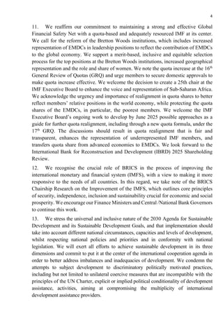 BRICS 16th Summit: Kazan Leaders Declaration_FINAL | PDF