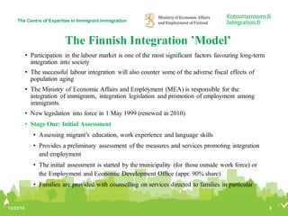 The Finnish Integration ’Model’
• Participation in the labour market is one of the most significant factors favouring long...